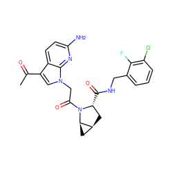 CC(=O)c1cn(CC(=O)N2[C@H](C(=O)NCc3cccc(Cl)c3F)C[C@H]3C[C@H]32)c2nc(N)ccc12 ZINC000143880108