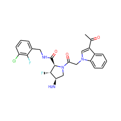 CC(=O)c1cn(CC(=O)N2C[C@@H](N)[C@H](F)[C@H]2C(=O)NCc2cccc(Cl)c2F)c2ccccc12 ZINC000147808226
