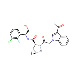 CC(=O)c1cn(CC(=O)N2C[C@@H]3C[C@@H]3[C@H]2C(=O)N[C@H](CO)c2cccc(Cl)c2F)c2ccccc12 ZINC000205049944