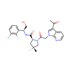 CC(=O)c1cn(CC(=O)N2C[C@](C)(F)C[C@H]2C(=O)N[C@H](CO)c2cccc(Cl)c2F)c2ncccc12 ZINC000205054228