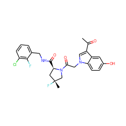 CC(=O)c1cn(CC(=O)N2C[C@](C)(F)C[C@H]2C(=O)NCc2cccc(Cl)c2F)c2ccc(O)cc12 ZINC000148355112