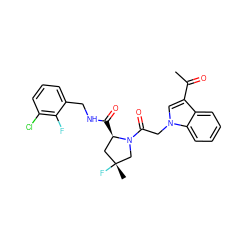 CC(=O)c1cn(CC(=O)N2C[C@](C)(F)C[C@H]2C(=O)NCc2cccc(Cl)c2F)c2ccccc12 ZINC000148040873