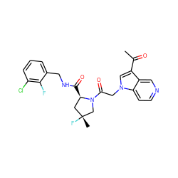 CC(=O)c1cn(CC(=O)N2C[C@](C)(F)C[C@H]2C(=O)NCc2cccc(Cl)c2F)c2ccncc12 ZINC000147915815