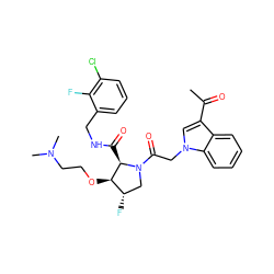 CC(=O)c1cn(CC(=O)N2C[C@H](F)[C@@H](OCCN(C)C)[C@H]2C(=O)NCc2cccc(Cl)c2F)c2ccccc12 ZINC000143897718