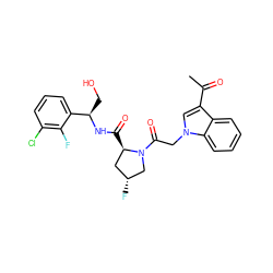 CC(=O)c1cn(CC(=O)N2C[C@H](F)C[C@H]2C(=O)N[C@H](CO)c2cccc(Cl)c2F)c2ccccc12 ZINC000205056625