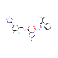CC(=O)c1cn(CC(=O)N2C[C@H](F)C[C@H]2C(=O)NCc2cc(-c3nnn[nH]3)cc(Cl)c2F)c2ccccc12 ZINC000148061557