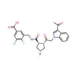 CC(=O)c1cn(CC(=O)N2C[C@H](F)C[C@H]2C(=O)NCc2cc(C(=O)O)cc(Cl)c2F)c2ccccc12 ZINC000148008226