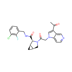 CC(=O)c1cn(CC(=O)N2C[C@H]3C[C@H]3[C@H]2C(=O)NCc2cccc(Cl)c2F)c2ccncc12 ZINC000148259004