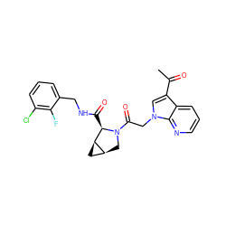 CC(=O)c1cn(CC(=O)N2C[C@H]3C[C@H]3[C@H]2C(=O)NCc2cccc(Cl)c2F)c2ncccc12 ZINC000148426953