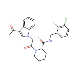 CC(=O)c1cn(CC(=O)N2CCCC[C@H]2C(=O)NCc2cccc(Cl)c2F)c2ccccc12 ZINC000148125452
