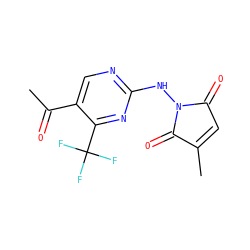 CC(=O)c1cnc(NN2C(=O)C=C(C)C2=O)nc1C(F)(F)F ZINC000013818184