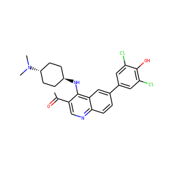 CC(=O)c1cnc2ccc(-c3cc(Cl)c(O)c(Cl)c3)cc2c1N[C@H]1CC[C@H](N(C)C)CC1 ZINC000473179750