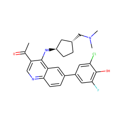 CC(=O)c1cnc2ccc(-c3cc(F)c(O)c(Cl)c3)cc2c1N[C@@H]1CC[C@@H](CN(C)C)C1 ZINC000219361083