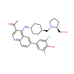 CC(=O)c1cnc2ccc(-c3cc(F)c(O)c(Cl)c3)cc2c1N[C@H]1CC[C@H](CN2CCC[C@H]2CO)CC1 ZINC000473182929