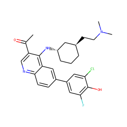 CC(=O)c1cnc2ccc(-c3cc(F)c(O)c(Cl)c3)cc2c1N[C@H]1CCC[C@H](CCN(C)C)C1 ZINC000203986441