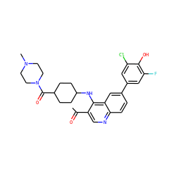 CC(=O)c1cnc2ccc(-c3cc(F)c(O)c(Cl)c3)cc2c1NC1CCC(C(=O)N2CCN(C)CC2)CC1 ZINC000114039003