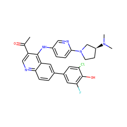 CC(=O)c1cnc2ccc(-c3cc(F)c(O)c(Cl)c3)cc2c1Nc1ccc(N2CC[C@H](N(C)C)C2)nc1 ZINC000219343175