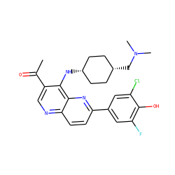 CC(=O)c1cnc2ccc(-c3cc(F)c(O)c(Cl)c3)nc2c1N[C@H]1CC[C@@H](CN(C)C)CC1 ZINC000473165299