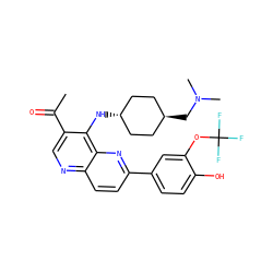 CC(=O)c1cnc2ccc(-c3ccc(O)c(OC(F)(F)F)c3)nc2c1N[C@H]1CC[C@H](CN(C)C)CC1 ZINC000473213149