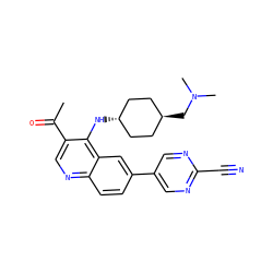 CC(=O)c1cnc2ccc(-c3cnc(C#N)nc3)cc2c1N[C@H]1CC[C@H](CN(C)C)CC1 ZINC000473210241