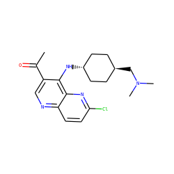 CC(=O)c1cnc2ccc(Cl)nc2c1N[C@H]1CC[C@H](CN(C)C)CC1 ZINC000473213522