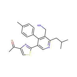 CC(=O)c1csc(-c2cnc(CC(C)C)c(CN)c2-c2ccc(C)cc2)n1 ZINC001772641139