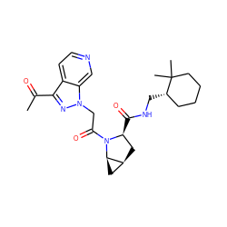 CC(=O)c1nn(CC(=O)N2[C@@H](C(=O)NC[C@H]3CCCCC3(C)C)C[C@H]3C[C@H]32)c2cnccc12 ZINC001772599923
