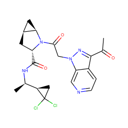 CC(=O)c1nn(CC(=O)N2[C@H](C(=O)N[C@H](C)[C@H]3CC3(Cl)Cl)C[C@H]3C[C@H]32)c2cnccc12 ZINC000210876862