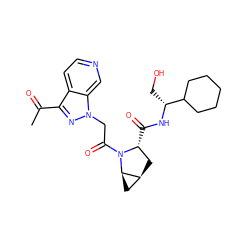 CC(=O)c1nn(CC(=O)N2[C@H](C(=O)N[C@H](CO)C3CCCCC3)C[C@H]3C[C@H]32)c2cnccc12 ZINC001772644484