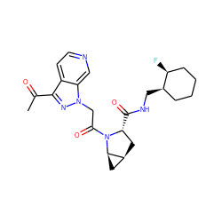 CC(=O)c1nn(CC(=O)N2[C@H](C(=O)NC[C@@H]3CCCC[C@@H]3F)C[C@H]3C[C@H]32)c2cnccc12 ZINC000217657649