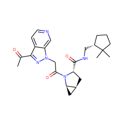 CC(=O)c1nn(CC(=O)N2[C@H](C(=O)NC[C@@H]3CCCC3(C)C)C[C@H]3C[C@H]32)c2cnccc12 ZINC001772630413