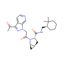 CC(=O)c1nn(CC(=O)N2[C@H](C(=O)NC[C@@H]3CCCCC3(C)C)C[C@H]3C[C@H]32)c2cnccc12 ZINC001772621462