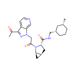 CC(=O)c1nn(CC(=O)N2[C@H](C(=O)NC[C@H]3CCC[C@@H](C)C3)C[C@H]3C[C@H]32)c2cnccc12 ZINC000210850279