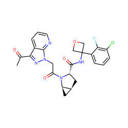 CC(=O)c1nn(CC(=O)N2[C@H](C(=O)NC3(c4cccc(Cl)c4F)COC3)C[C@H]3C[C@H]32)c2ncccc12 ZINC000143966570