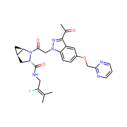 CC(=O)c1nn(CC(=O)N2[C@H](C(=O)NCC(F)=C(C)C)C[C@H]3C[C@H]32)c2ccc(OCc3ncccn3)cc12 ZINC000206559032
