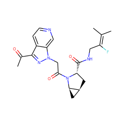 CC(=O)c1nn(CC(=O)N2[C@H](C(=O)NCC(F)=C(C)C)C[C@H]3C[C@H]32)c2cnccc12 ZINC000206558856