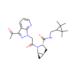 CC(=O)c1nn(CC(=O)N2[C@H](C(=O)NCC3C(C)(C)C3(C)C)C[C@H]3C[C@H]32)c2ncccc12 ZINC000210836852