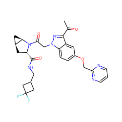 CC(=O)c1nn(CC(=O)N2[C@H](C(=O)NCC3CC(F)(F)C3)C[C@H]3C[C@H]32)c2ccc(OCc3ncccn3)cc12 ZINC001772650561
