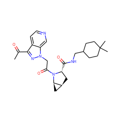 CC(=O)c1nn(CC(=O)N2[C@H](C(=O)NCC3CCC(C)(C)CC3)C[C@H]3C[C@H]32)c2cnccc12 ZINC001772650603