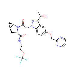 CC(=O)c1nn(CC(=O)N2[C@H](C(=O)NCCOC(F)(F)F)C[C@H]3C[C@H]32)c2ccc(OCc3ncccn3)cc12 ZINC000149261375