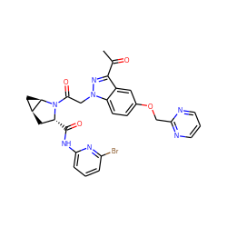 CC(=O)c1nn(CC(=O)N2[C@H](C(=O)Nc3cccc(Br)n3)C[C@H]3C[C@H]32)c2ccc(OCc3ncccn3)cc12 ZINC000473228812