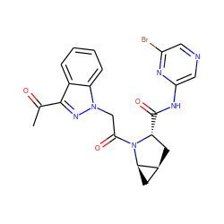 CC(=O)c1nn(CC(=O)N2[C@H](C(=O)Nc3cncc(Br)n3)C[C@H]3C[C@H]32)c2ccccc12 ZINC000473228779
