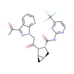 CC(=O)c1nn(CC(=O)N2[C@H](C(=O)Nc3nccc(C(F)(F)F)n3)C[C@H]3C[C@H]32)c2ncccc12 ZINC000473228971