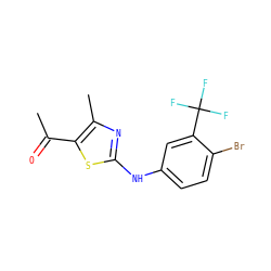 CC(=O)c1sc(Nc2ccc(Br)c(C(F)(F)F)c2)nc1C ZINC000299867299