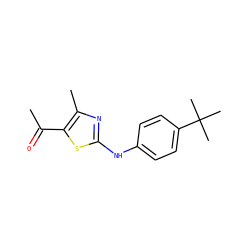CC(=O)c1sc(Nc2ccc(C(C)(C)C)cc2)nc1C ZINC000299861072