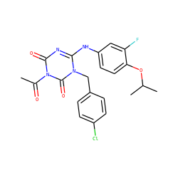 CC(=O)n1c(=O)nc(Nc2ccc(OC(C)C)c(F)c2)n(Cc2ccc(Cl)cc2)c1=O ZINC000200526334