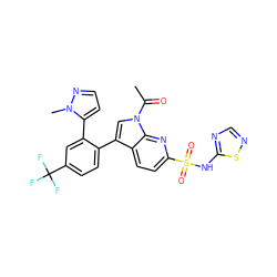 CC(=O)n1cc(-c2ccc(C(F)(F)F)cc2-c2ccnn2C)c2ccc(S(=O)(=O)Nc3ncns3)nc21 ZINC000205423042
