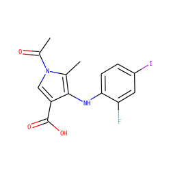 CC(=O)n1cc(C(=O)O)c(Nc2ccc(I)cc2F)c1C ZINC000053276476