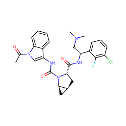 CC(=O)n1cc(NC(=O)N2[C@H](C(=O)N[C@H](CN(C)C)c3cccc(Cl)c3F)C[C@H]3C[C@H]32)c2ccccc21 ZINC000473152156