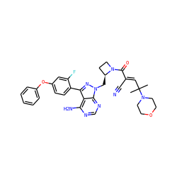 CC(C)(/C=C(\C#N)C(=O)N1CC[C@@H]1Cn1nc(-c2ccc(Oc3ccccc3)cc2F)c2c(N)ncnc21)N1CCOCC1 ZINC000223572130